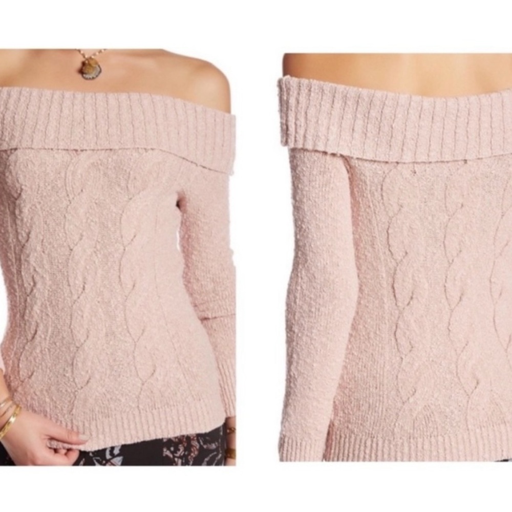 Elegant Off-Shoulder Pink Sweater